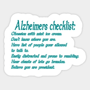 Alzheimers checklist Sticker